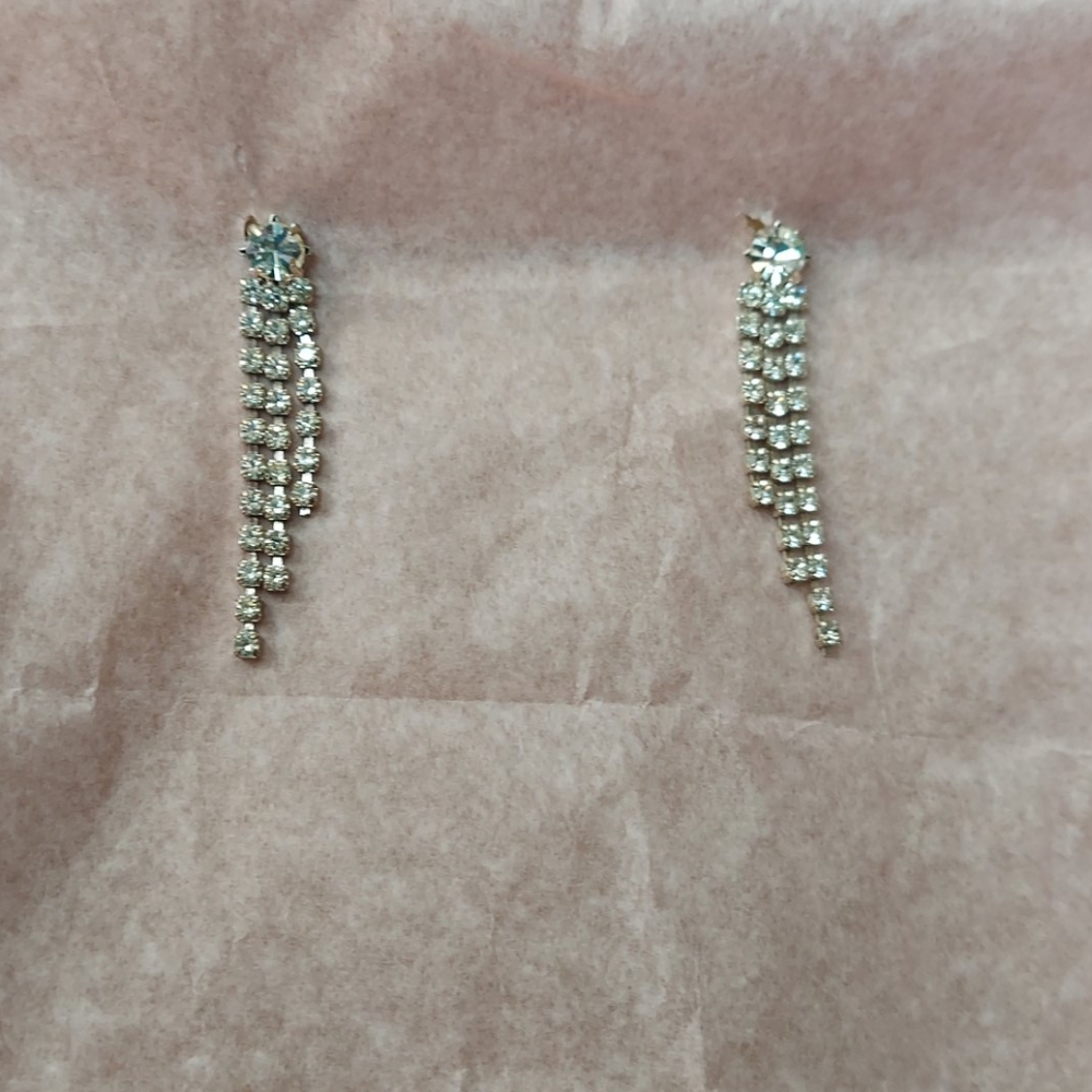 Diamond Rhinestone Drop Earings🍋 - Picture 2 of 3